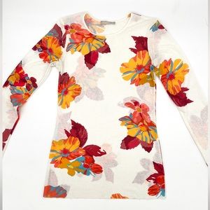 ZARA W/B Collection Mesh Lolita Top Womens SMALL Floral 90s Y2K Long Slv Raw Hem